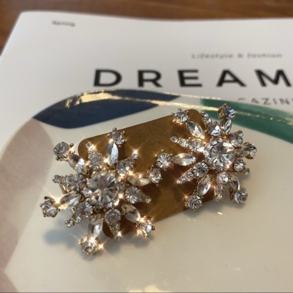 Diamond Snowflake Stud Earrings - Picture 2 of 6